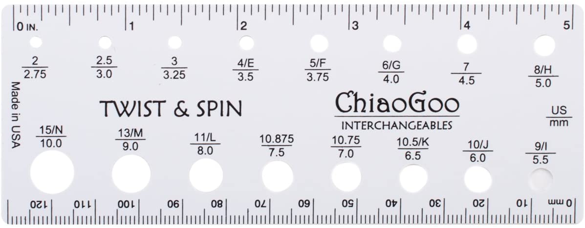 ChiaoGoo 10915 Handmaß mit Nadelmaß Mini, Kunststoff, 13 cm
