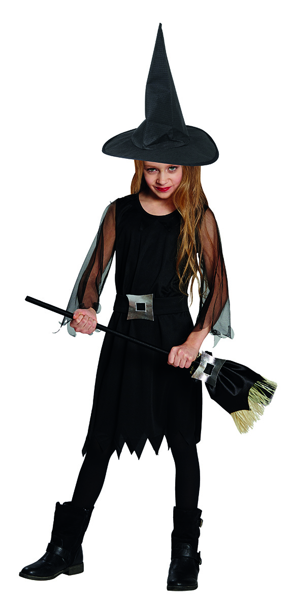 Rubies 12931 - kleine schwarze Hexe, 116 - 152, Halloween Kinder Kostüm, Hexenkleid