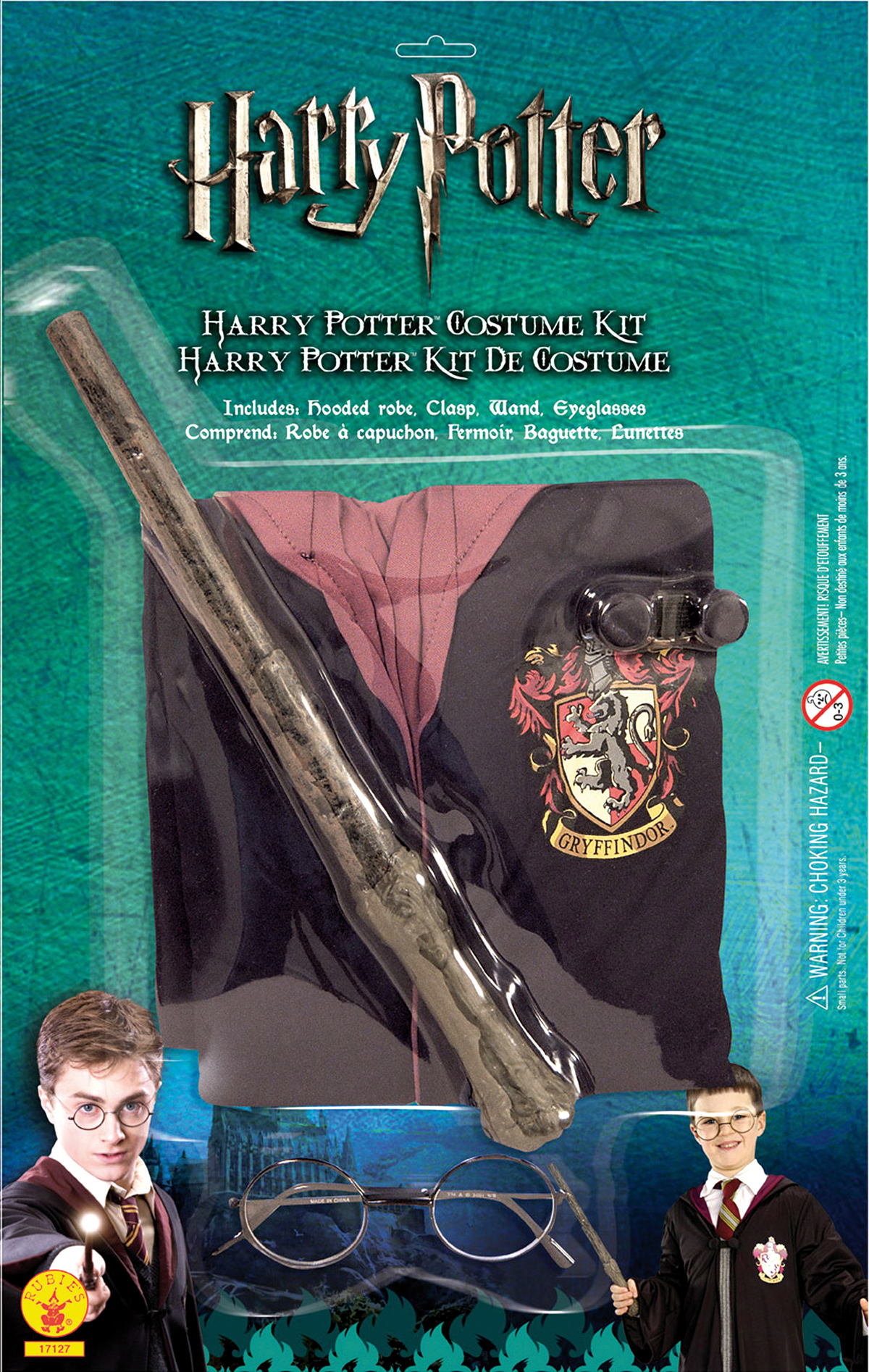 Harry Potter Kinder Kostüm Zauberer Blister Kit - Brille+Zauberstab+Robe - Rubies 35378