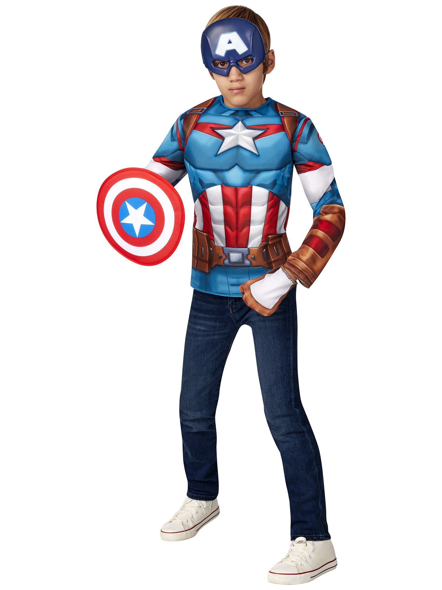 Rubies 40332 - Captain America Kostüm Set, 3 tlg. Marvel Avengers - ca. 7-10 Jahre