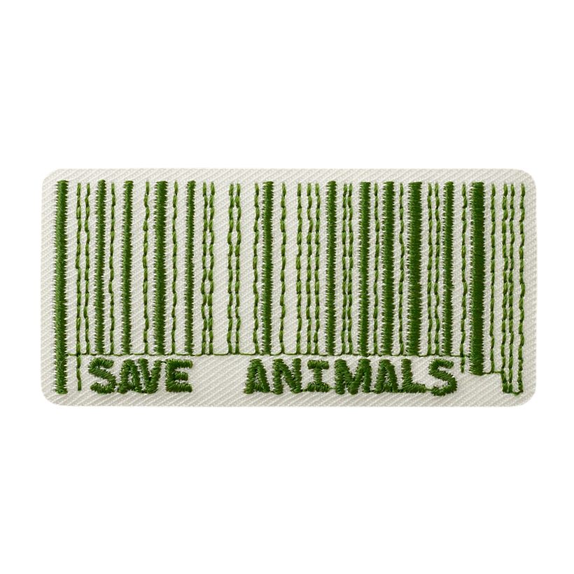 Mono Quick 14128 RECYCL-PATCH Save Animals Strichcode Bügelbild, ca. 3 x 6 cm PET EAN
