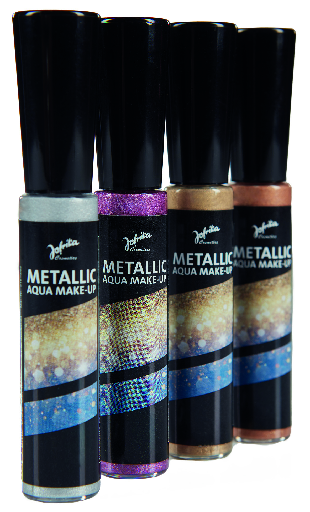 Jofrika Cosmetics 70036x Metallic Aqua make up, metallisch schimmernd, 4 Farben