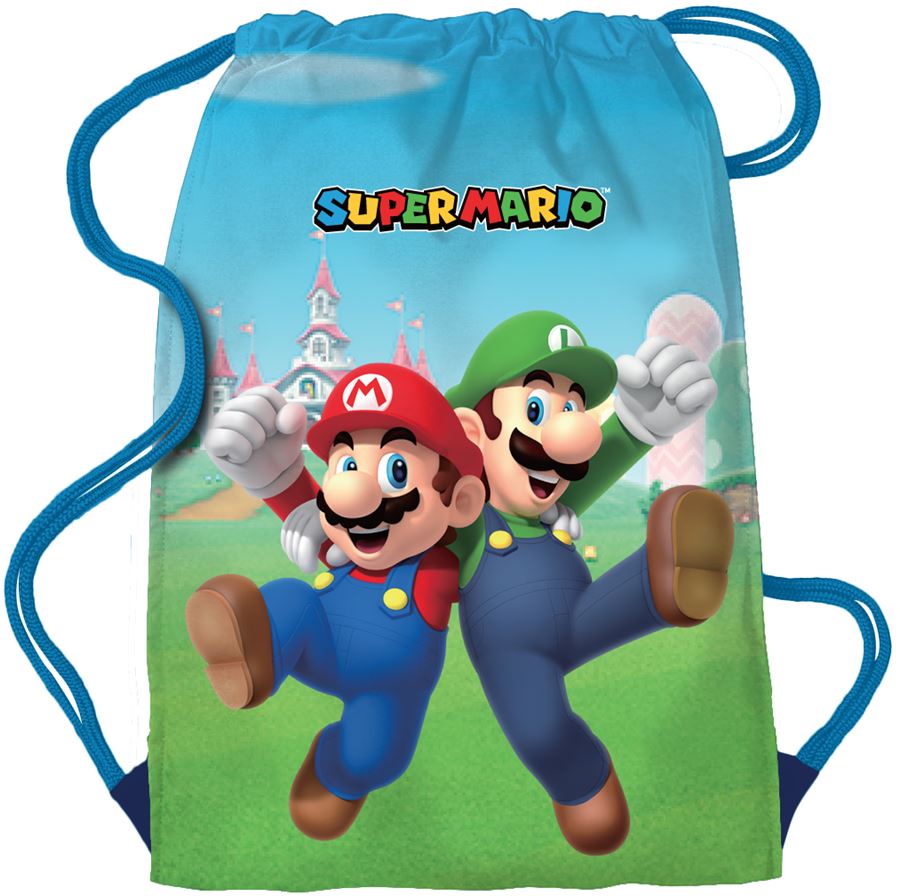 Turnbeutel mit Super Mario Aufdruck, Tasche, Gymbag, Sportbeutel, Jugendrucksack mit Kordelzug, Nintendo Luigi