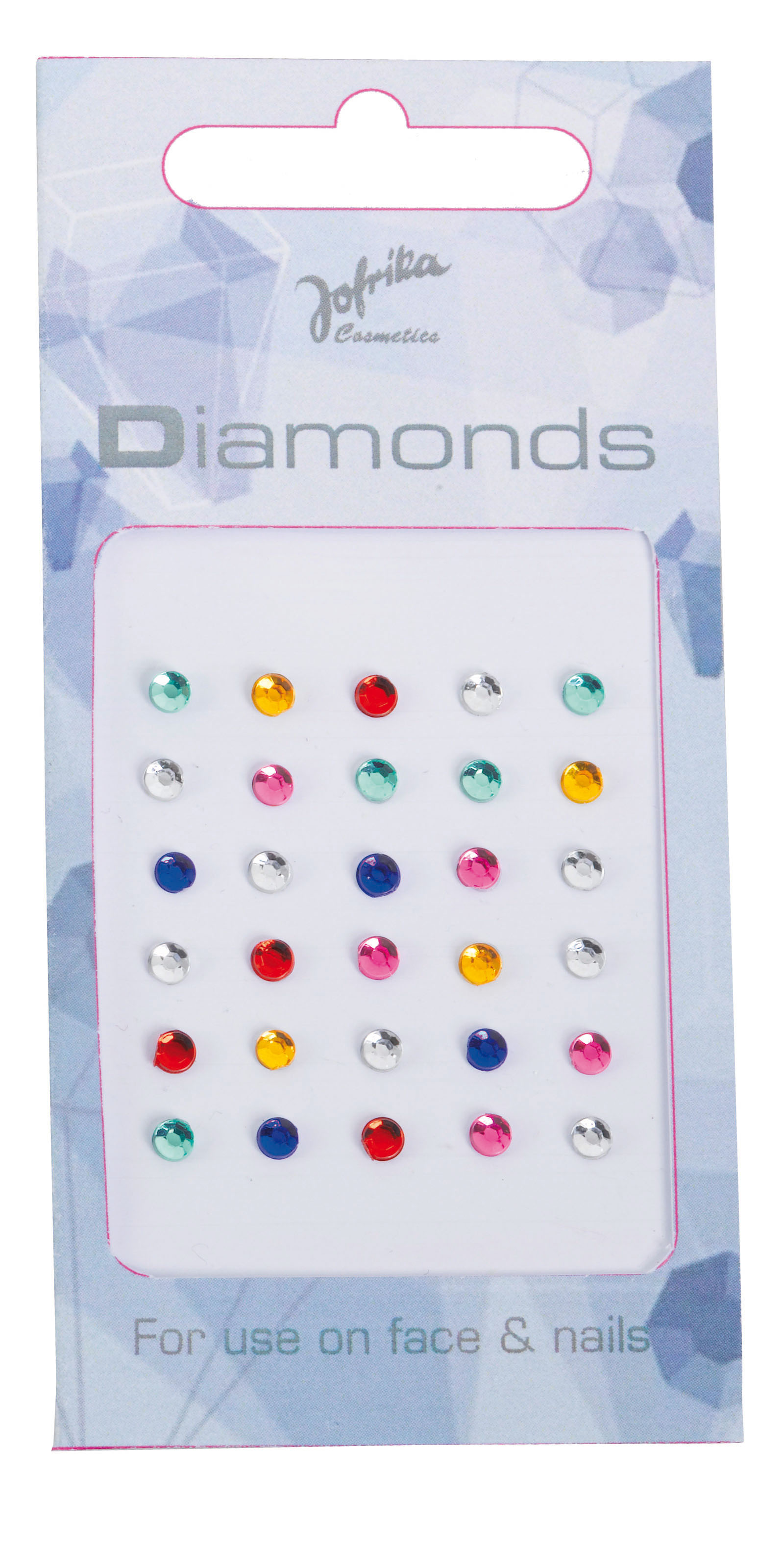 Jofrika Cosmetics 713260 - Diamonds Multicolor, Selbstklebende runde Steinchen für Haut und Nägel