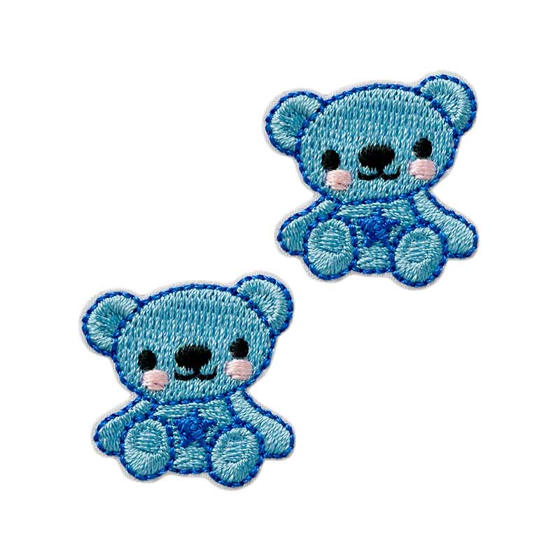 Mono Quick 06021 Bär blau, 2er SET Bügelbild, Patch, ca. 2,5 x 2,5 cm Bärchen Teddy