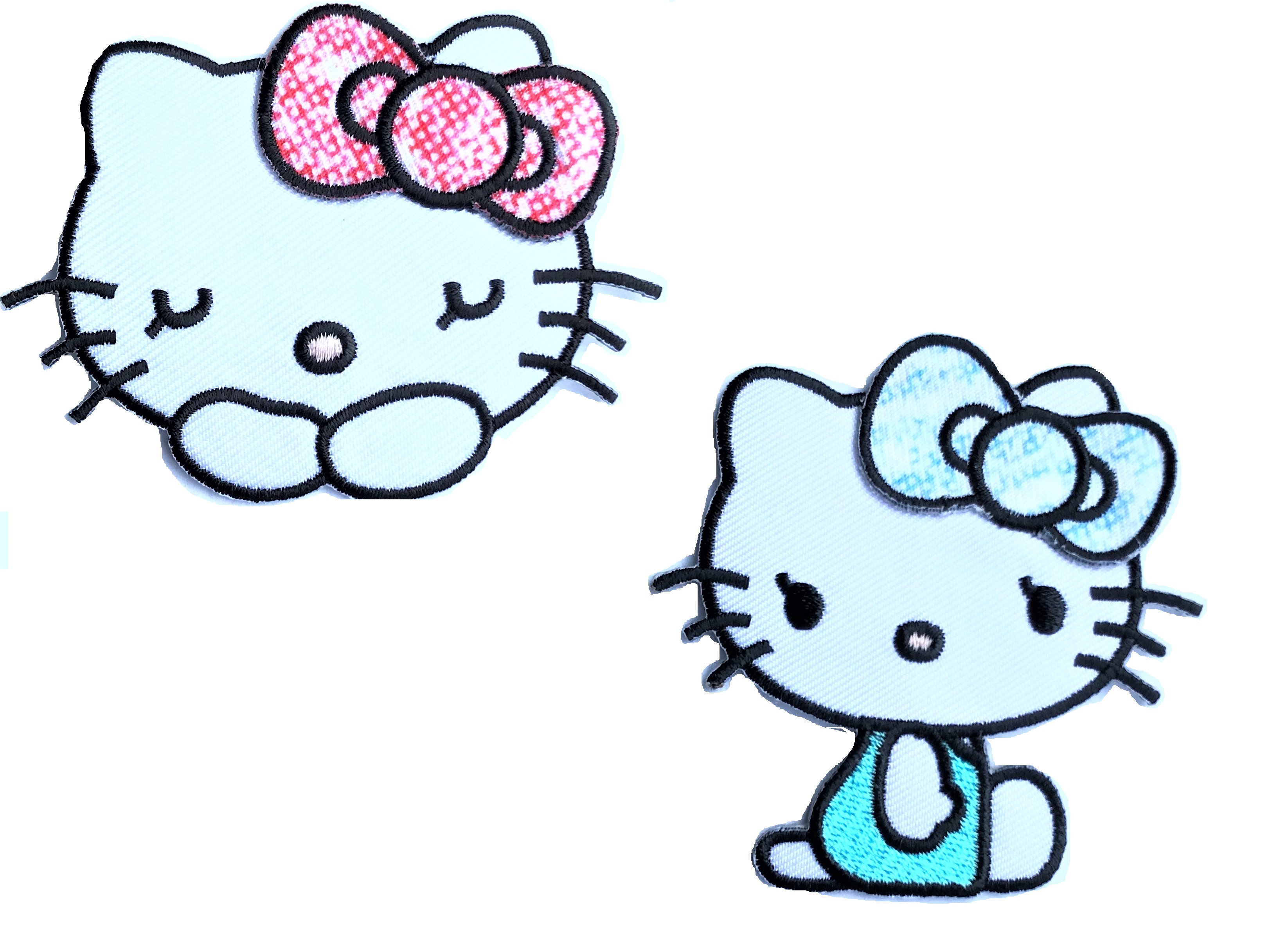 Mono Quick 1426x Hello Kitty  "CANDY"  Applikationen, Bügelbilder, Patches, blau, rosa