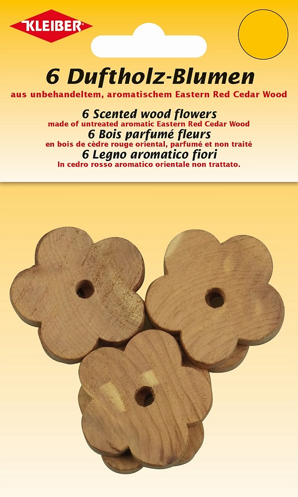 Kleiber Duftholz Sets Blumen oder Herzen aus Zedernholz, natürlicher Mottenschutz