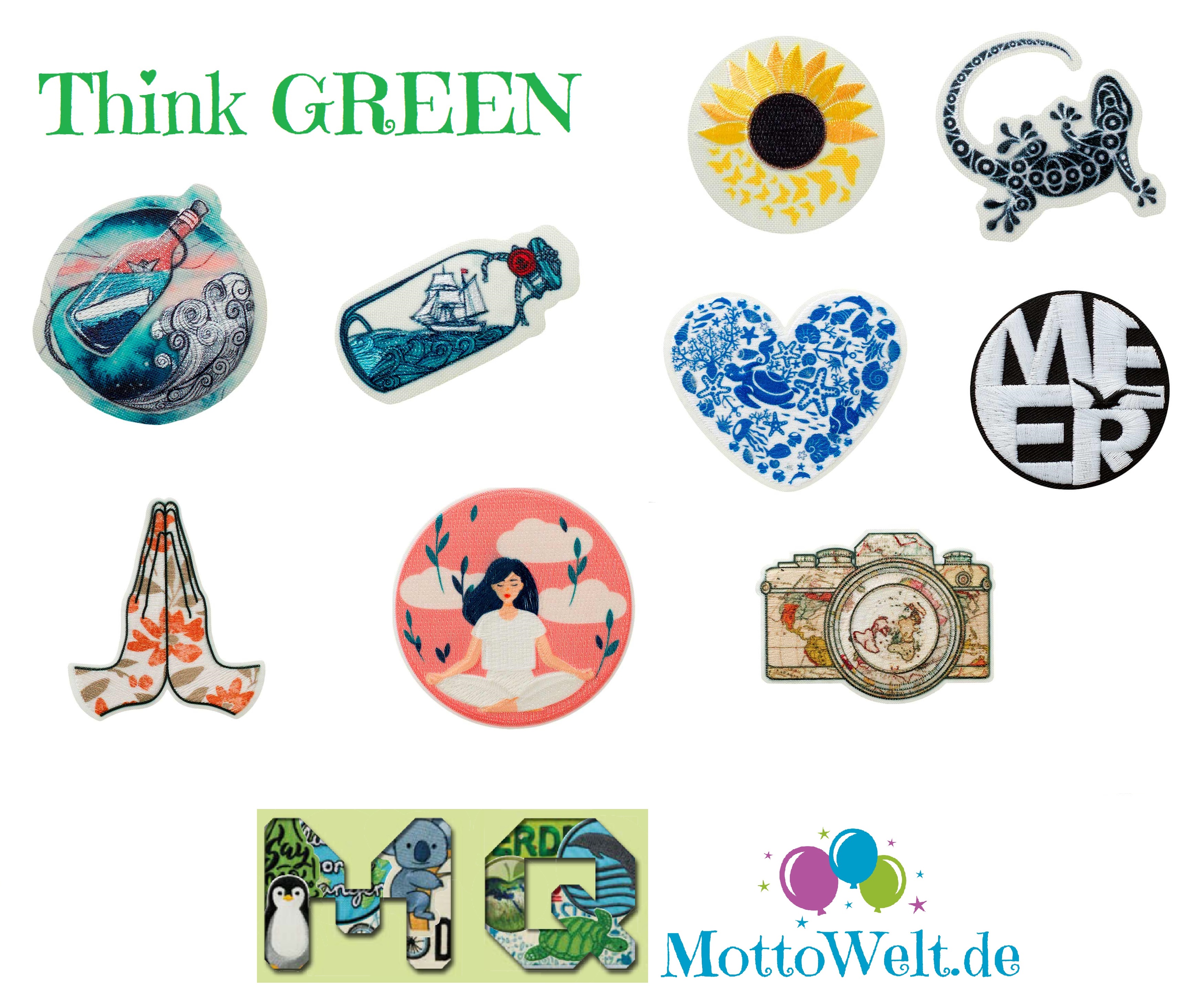 Mono Quick RECYCL-PATCH, Bügelbild, Applikationen  aus recycelten PET Flaschen, Yoga, Meer,