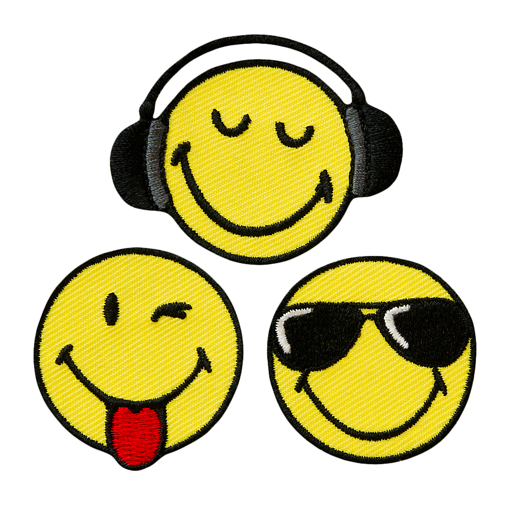 Mono Quick 14538 Smiley World Cool 3er Set, Emoji Applikation