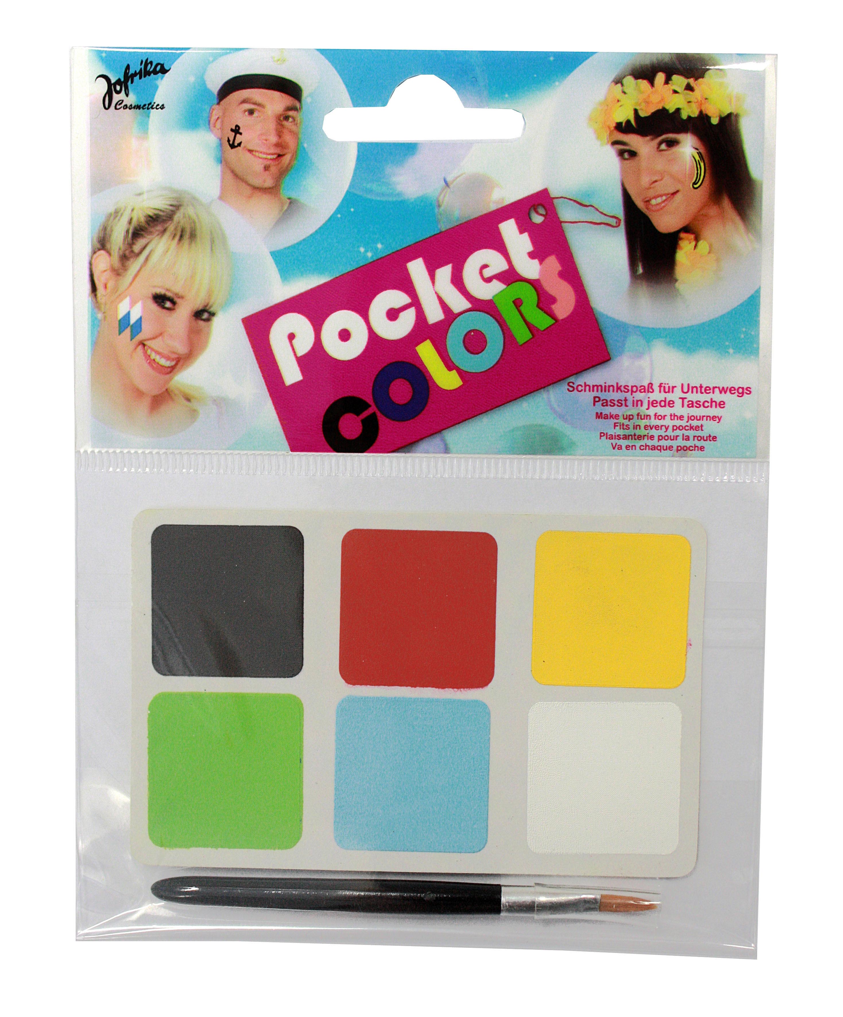Jofrika 708740 - Pocket Colors Set - Mini Aqua-Schminkpalette, 6 Farben + Pinsel