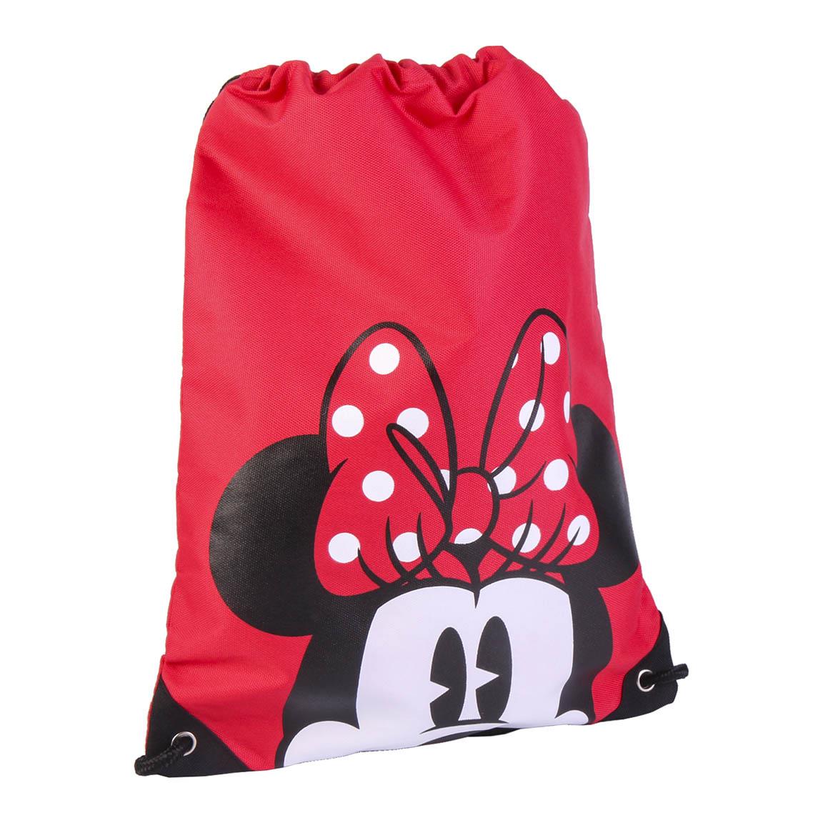 Turnbeutel mit Disney Minnie Mouse Aufdruck, Tasche, Gymbag, Sportbeutel, Jugendrucksack mit Kordelzug, Rot Maus
