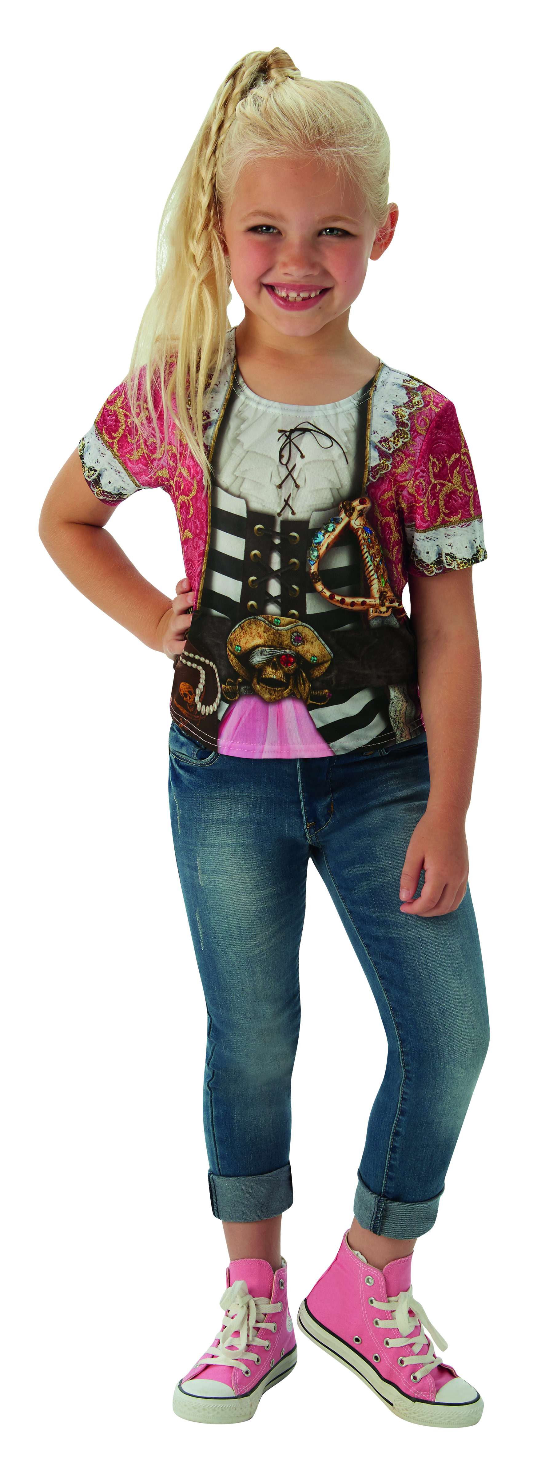 PxP 2630866 - Pirate Girl T-Shirt, Kinder Kostüm Gr. S - L Spieleshirt Piratin