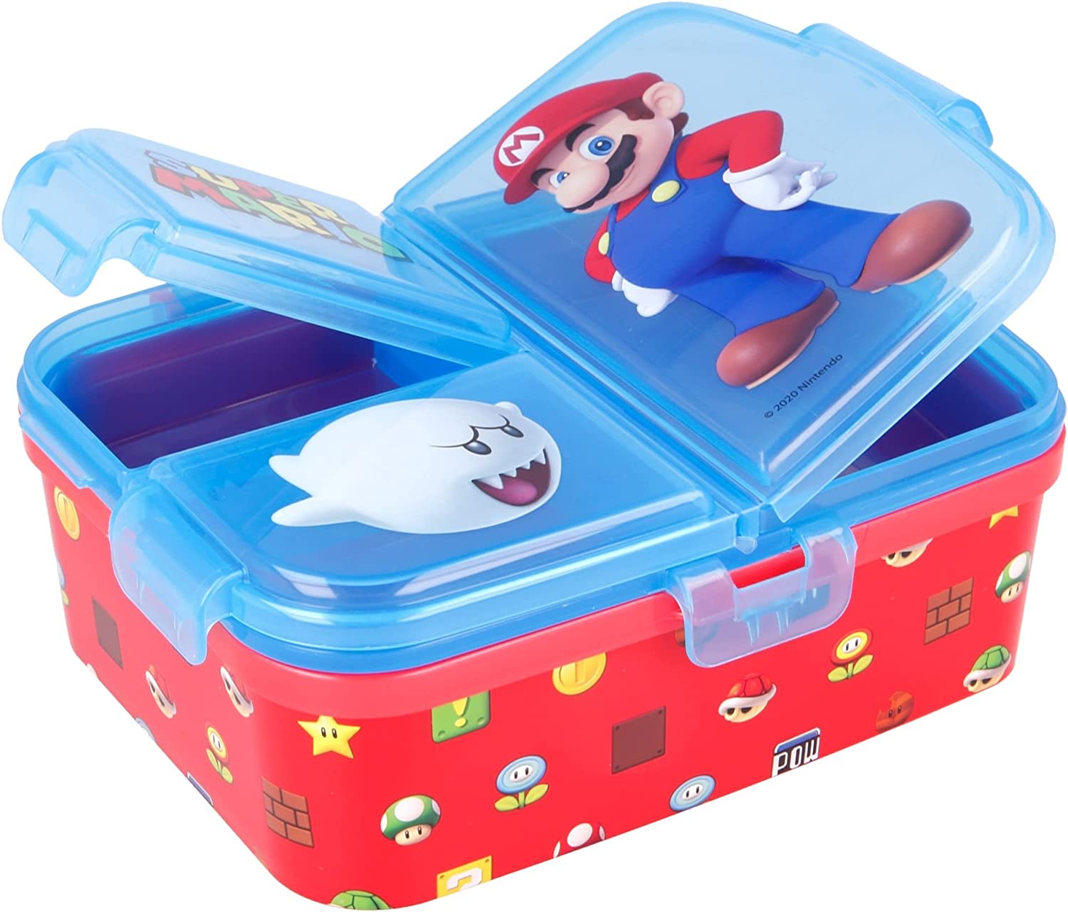 Super Mario Bros. Multi-Fach Lunchbox, Mehrkammer-Sandwichbox, Brotdose, BPA frei - Nintendo