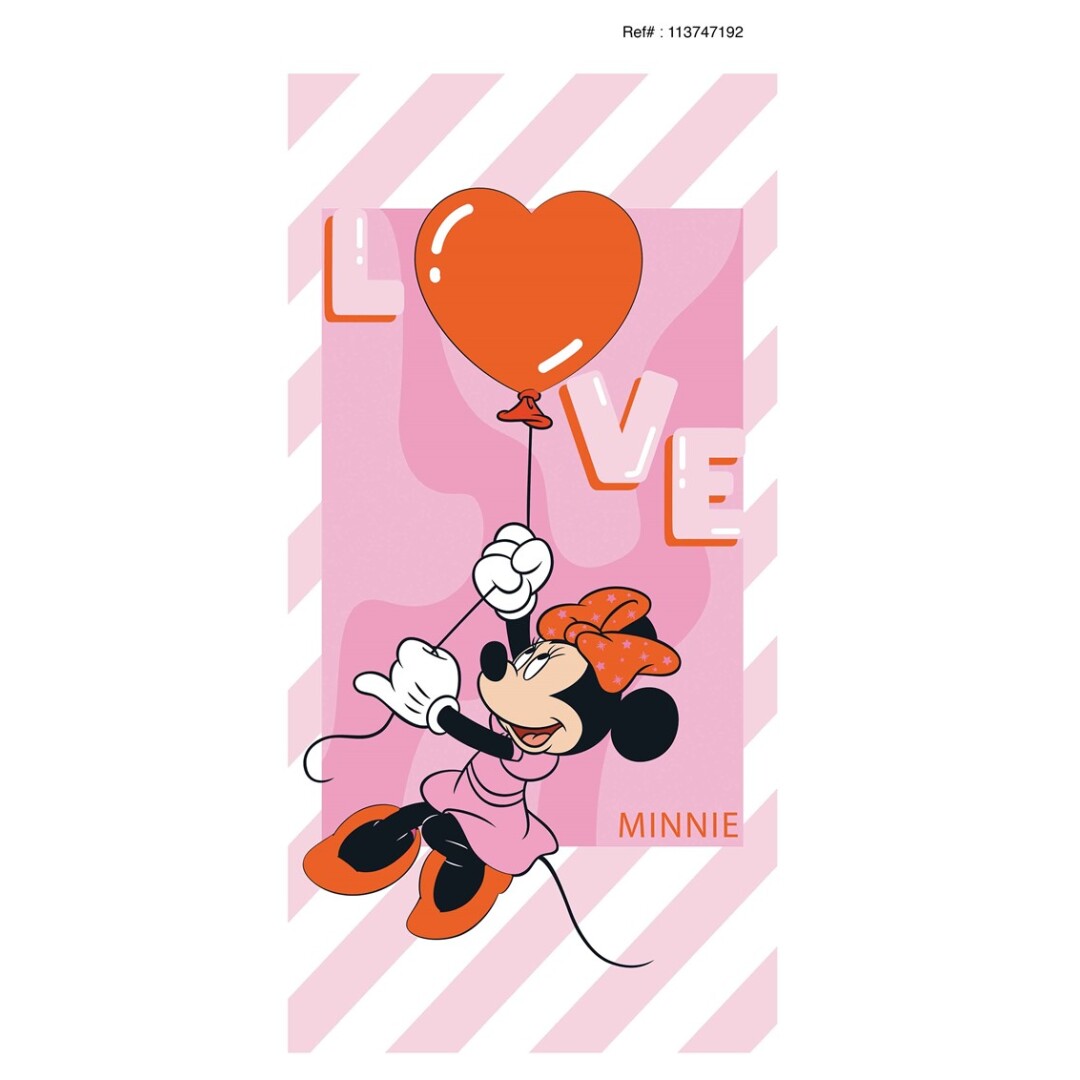 Minnie Mouse Strandtuch, Badetuch, Pink LOVE, 70 x 140 cm, 100% Baumwolle