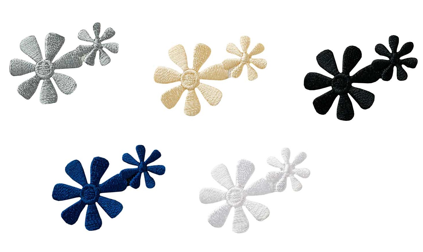 Mono Quick 0202x Blumen, Blümchen, Bügelbild Patch, Blau Weiß Schwarz Beige Grau