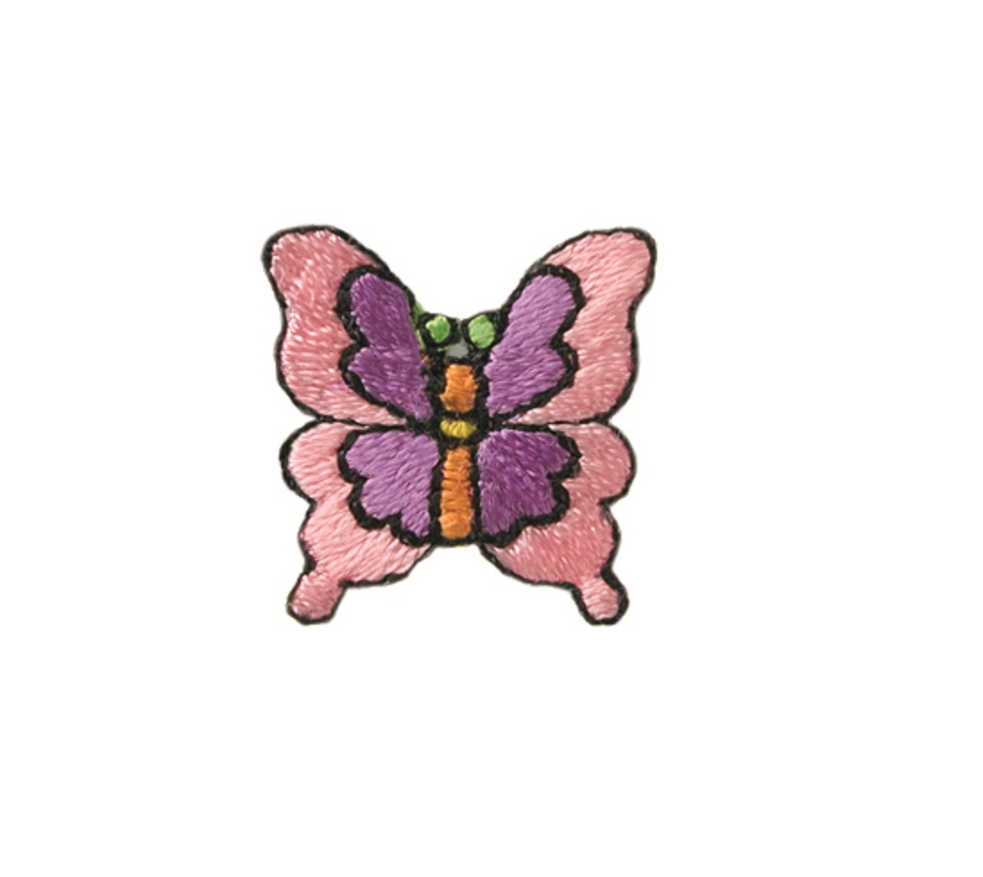 Mono Quick 02072 Schmetterling, rosa, Bügelbild, Patch, ca. 1,8 x 1,8 cm Sommer Frühling