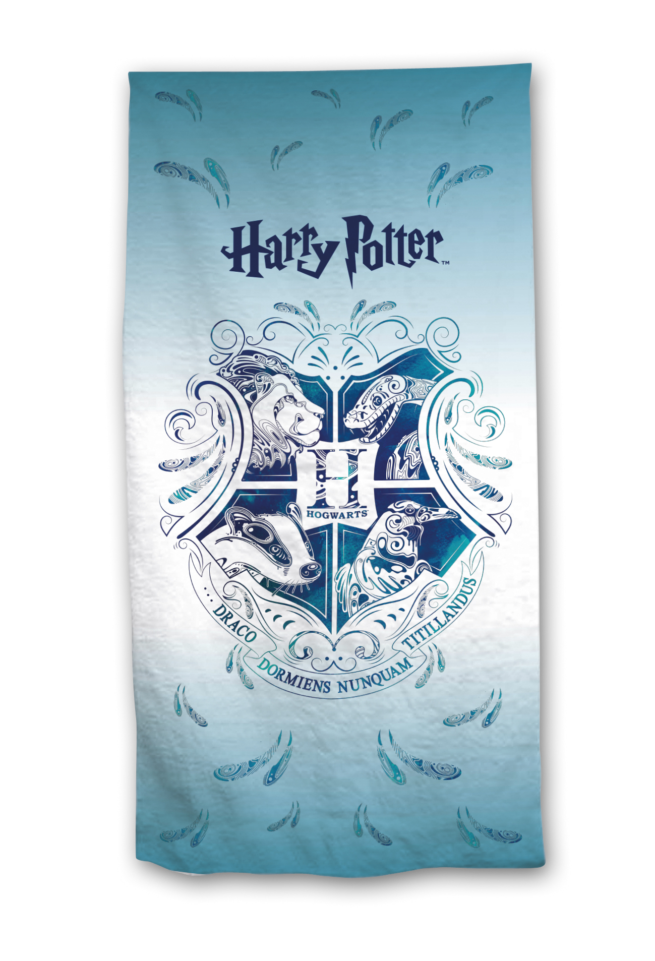 Harry Potter Strandtuch, Badetuch,  Hogwarts Logo Blau, 70 x 140 cm