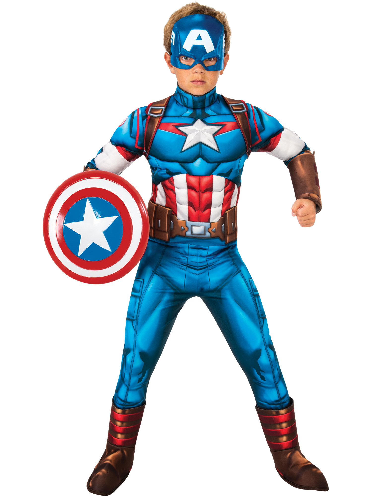 Rubies 702030 - Captain America Deluxe, Avengers Kinder Kostüm, Marvel