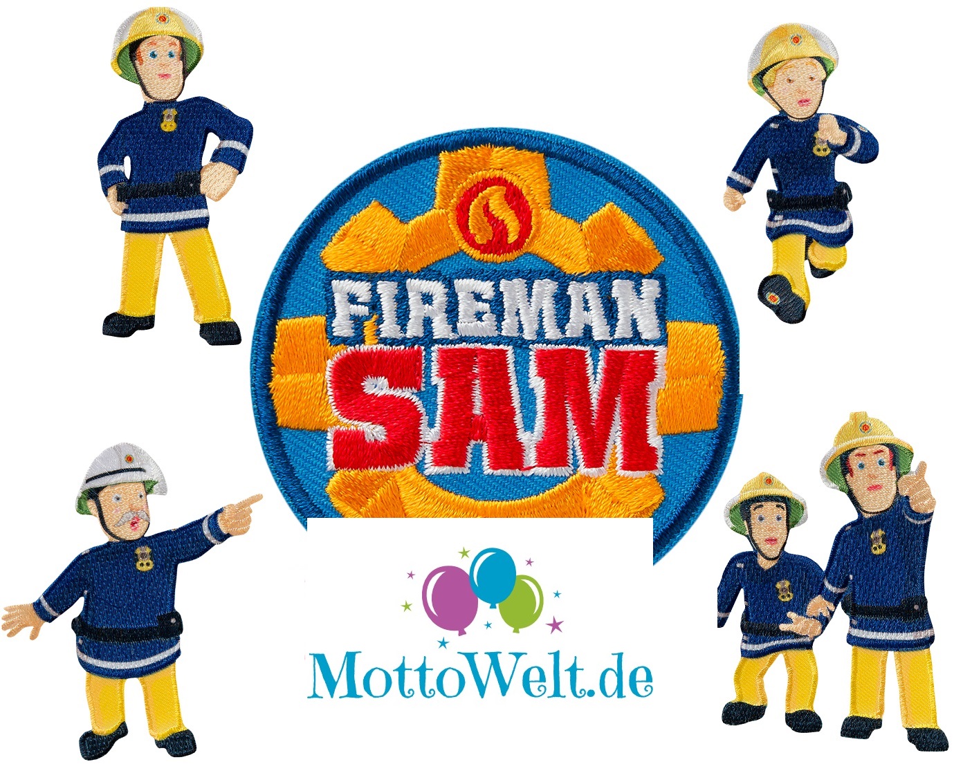 Feuerwehrmann Sam LOGO Applikation * Flicken Aufbügeln Aufnähen - Fireman Sam