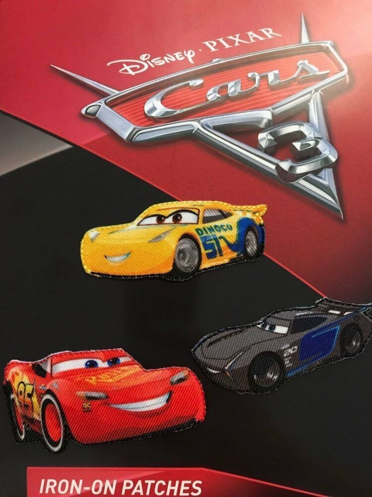 Disney Pixar Cars 3 Bügelbilder - Aufnäher - Patches, 3er SET Mc Queen