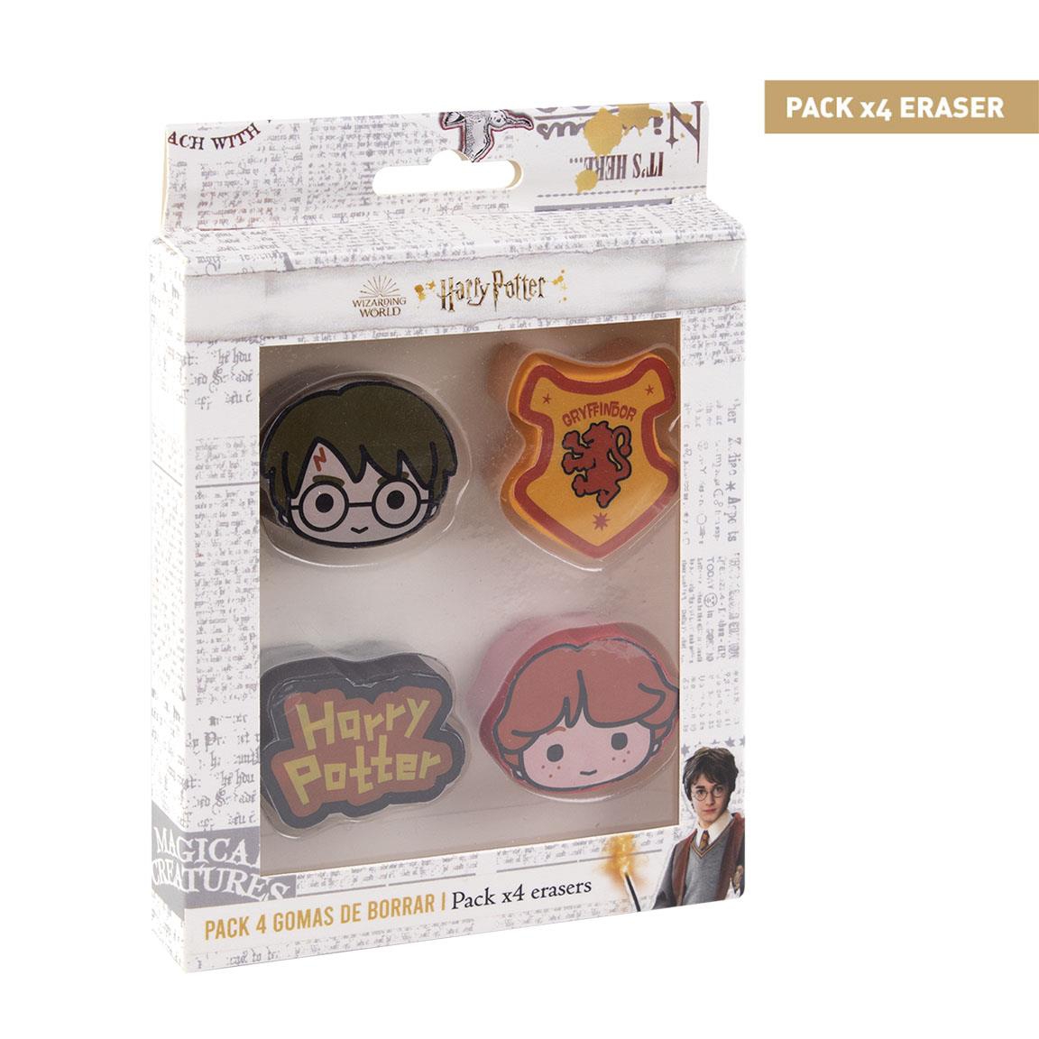 Harry Potter Radiergummis, Aufsteckradierer - 4er Pack- Eraser Radierer Gryffindor