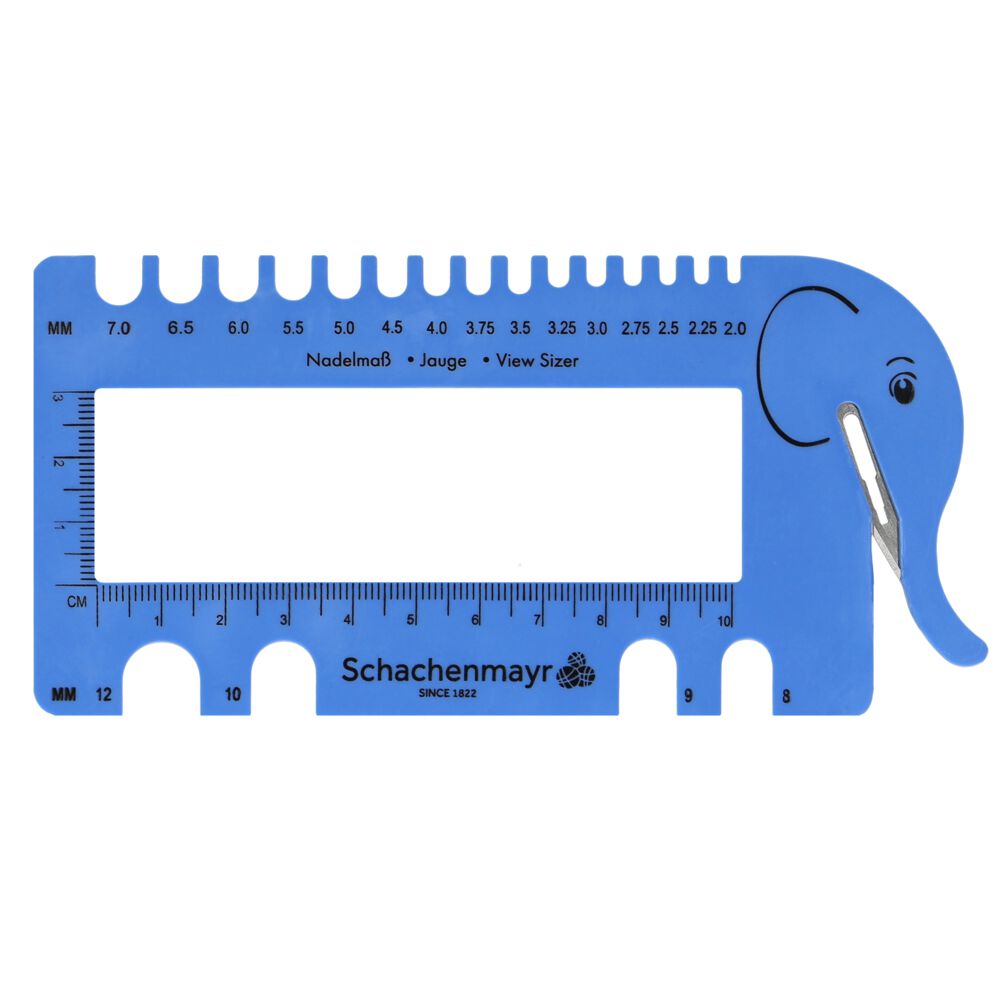 Schachenmayr 1690014 Nadelmaß Elefant Blau, Garn Cutter, 2,0 - 12 mm