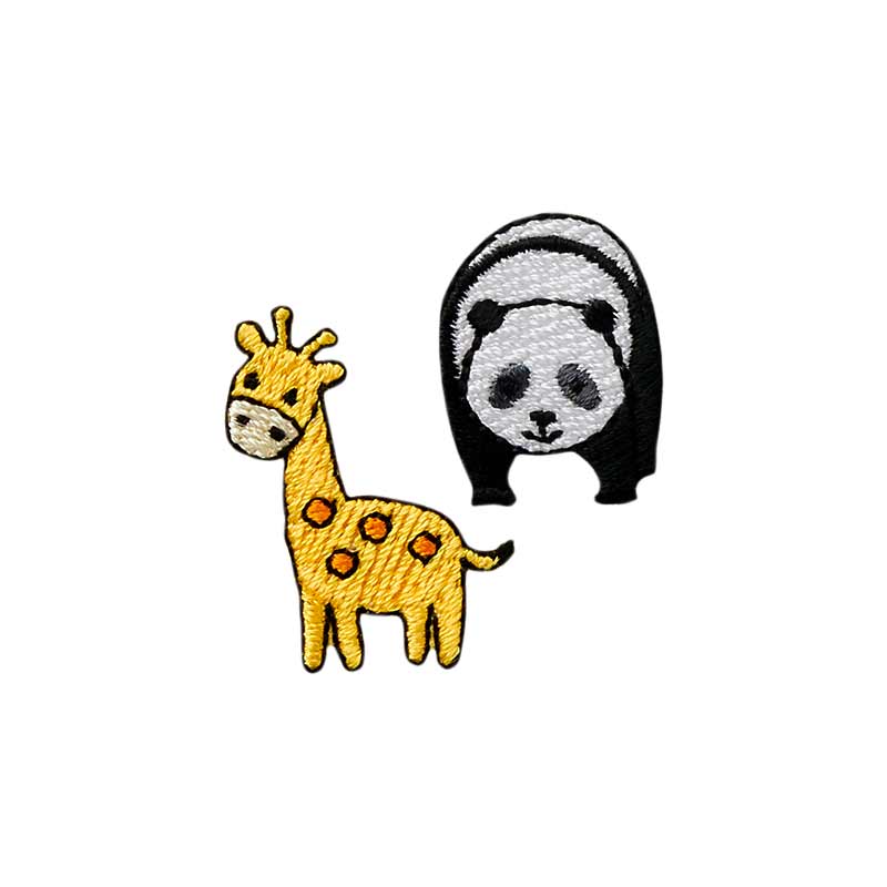 Mono Quick 06026 Giraffe und Panda, klein 2er SET Bügelbild, Patch, Tiere