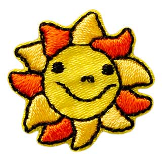 Mono Quick 06020 Sonne mit Gesicht, 2er SET Bügelbild, Patch, ca. 2,5 x 2,5 cm