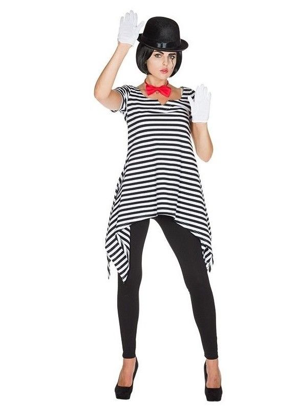 PxP 13341- Ringel Tunika schwarz-weiß gestreift geringelt - Karneval Shirt