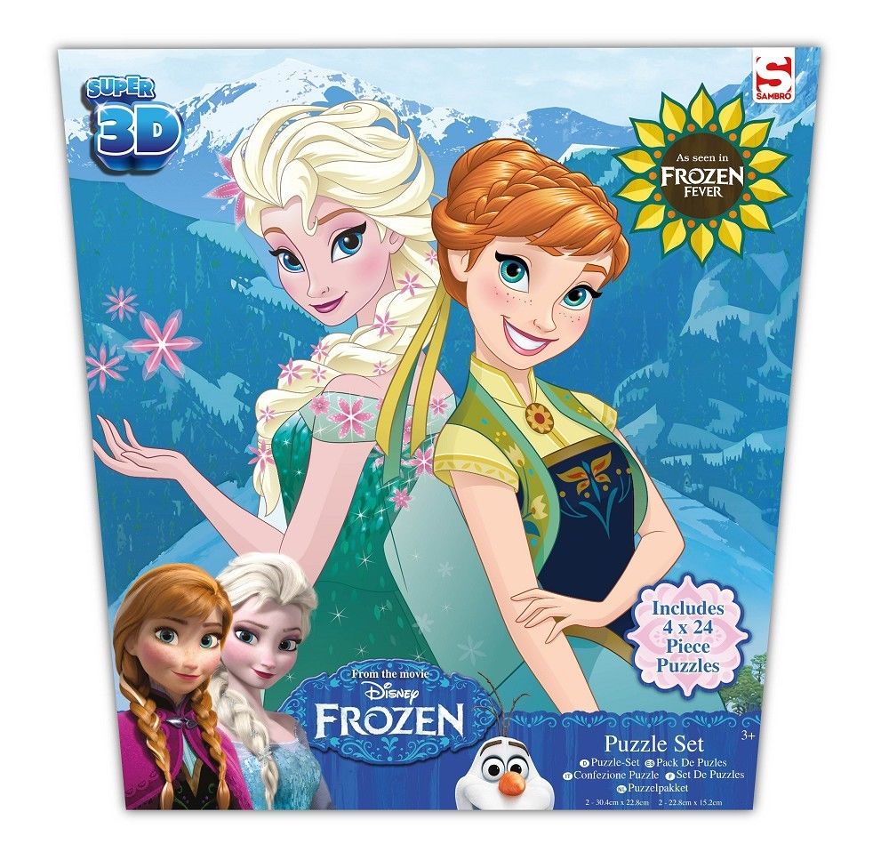 Disney Frozen Fever - 3D Puzzle Set - 4x24 teilig - Eiskönigin Elsa Anna