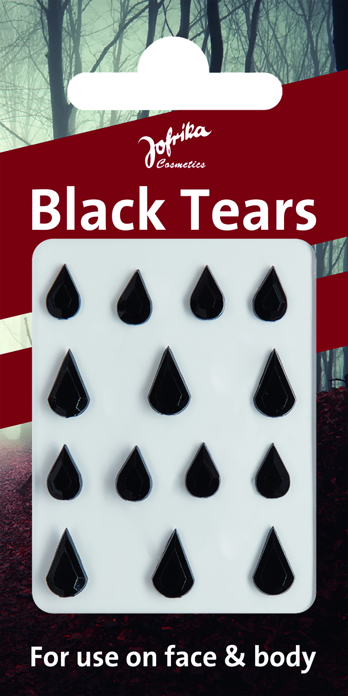 Jofrika Cosmetics 743220 - Black Tears, Selbstklebende, schwarze Sticker in Tropfenform