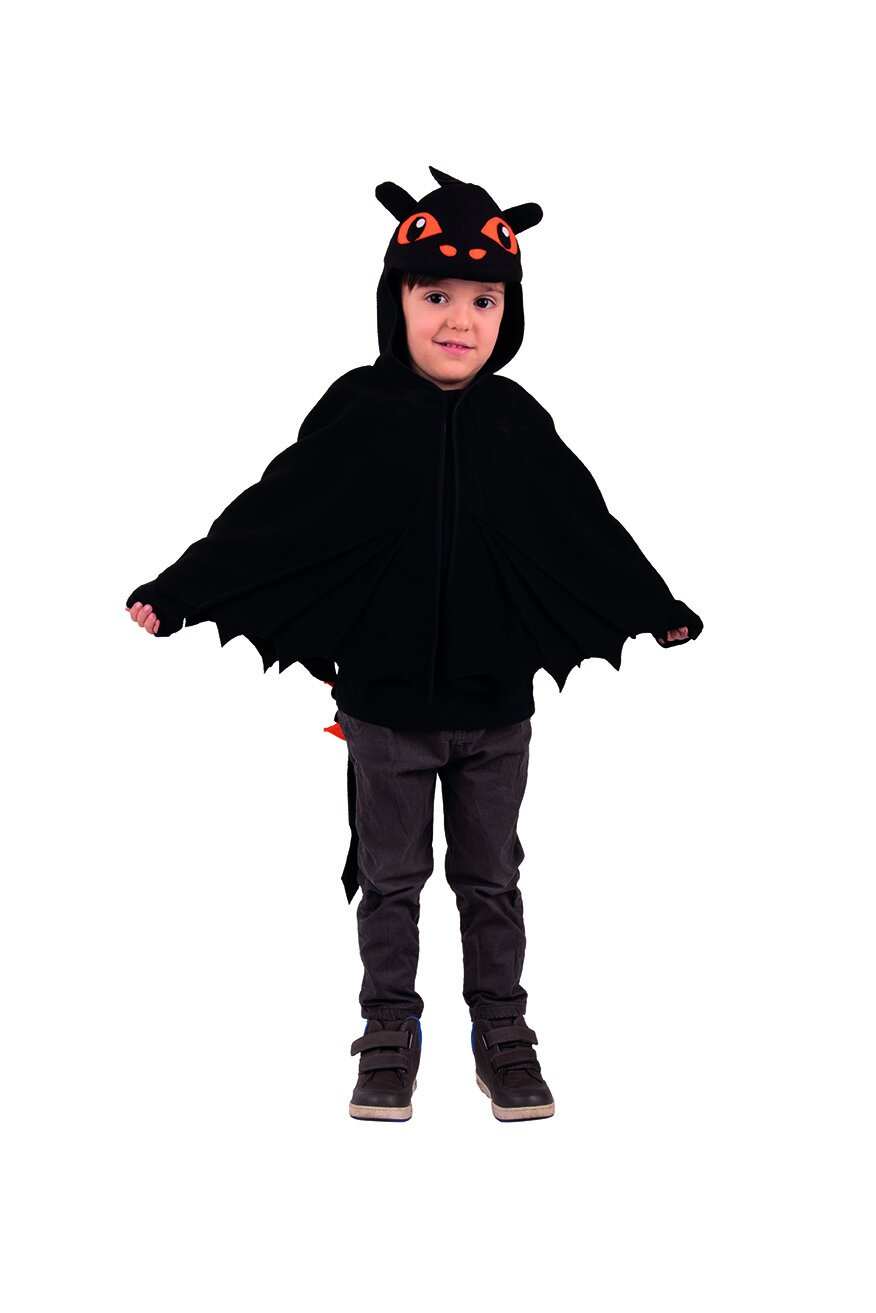 PxP 12705 - Schwarzer Drache Cape,  Kinder Halloween Kostüm, Gr. 92 - 128
