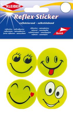 Kleiber Reflex-Sticker Funny Faces - Selbstklebende, reflektierende 4er Sets Sticker, verschiede Farben