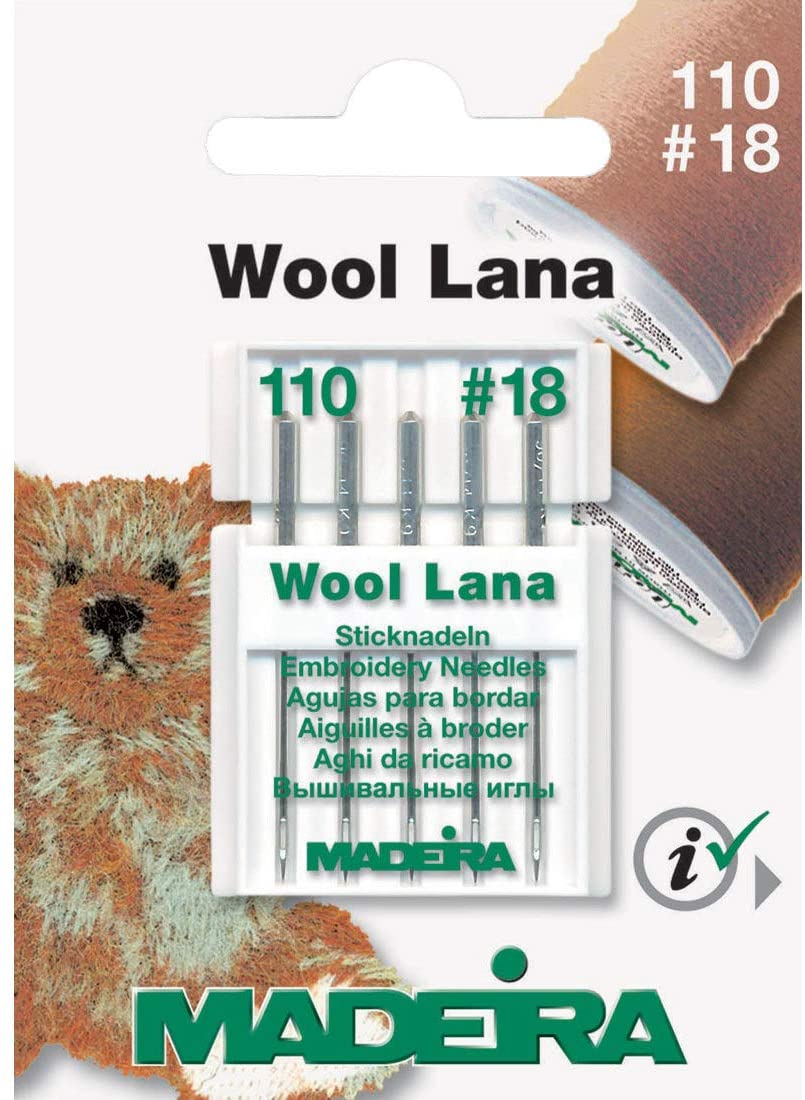 Madeira 9452 Wool Lana Sticknadel Maschinennadeln, Nähmaschinennadeln, 110 #18