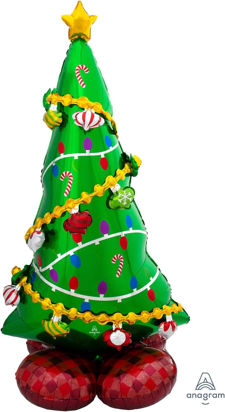 amscan 8311711 AirLoonz Weihnachtsbaum, stehender Folienballon - Weihnachten Ballon ca. 78 x 149 cm