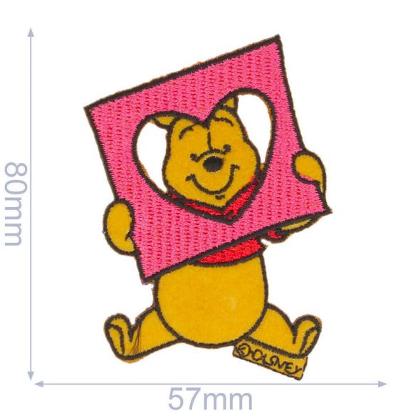 HKM 30479 Winnie Pooh mit Herzblatt Bügelbild, Patch, Puuh Bär