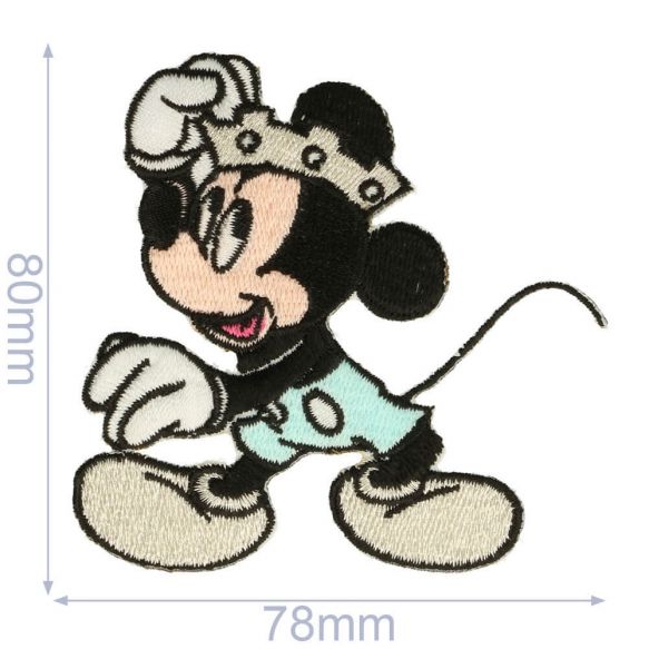HKM 34751 Micky Maus mit Krone Bügelbild, Patch, Mickey Mouse