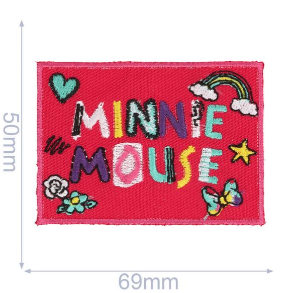 HKM 36534 Minnie Maus Flicken mit Schriftzug, Bügelbild, Patch, Minnie Mouse