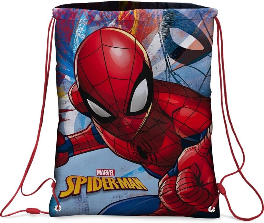 Turnbeutel mit Spider-Man Aufdruck, Tasche, Gymbag, Sportbeutel, Jugendrucksack mit Kordelzug, Marvel